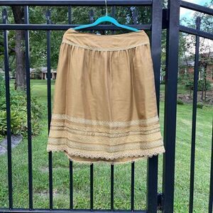 Cynthia Steffe Gold Lace Ribbon Skirt NWT